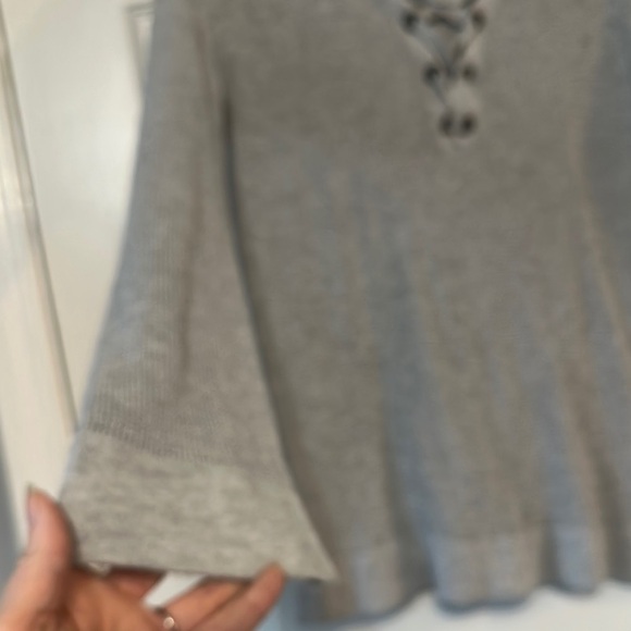 American Eagle Outfitters Gray Tie Front Long Sleeve Hoodie - Picture 6 of 9